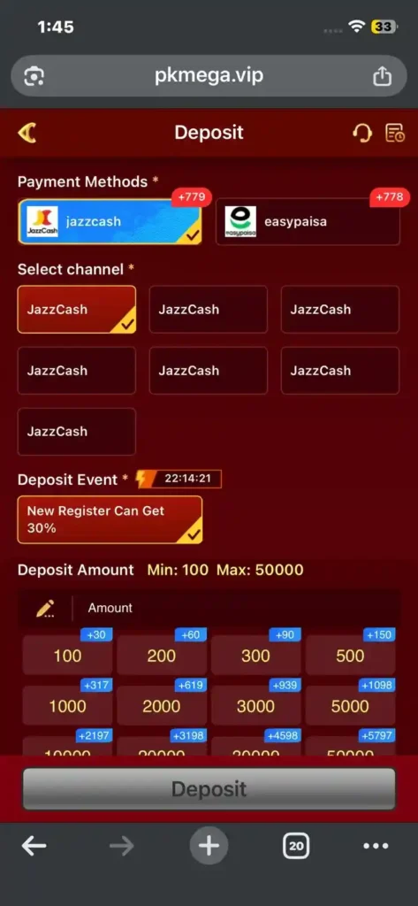 PK Mega win Game in Pakistan - Deposit Funds - pokpoki.pk