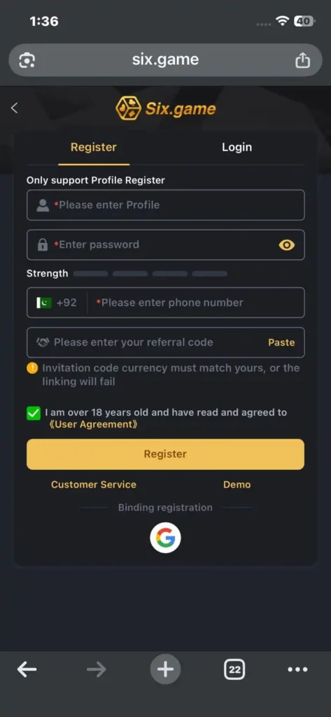 Six Game APK Download in Pakistan – register – pokpoki.pk