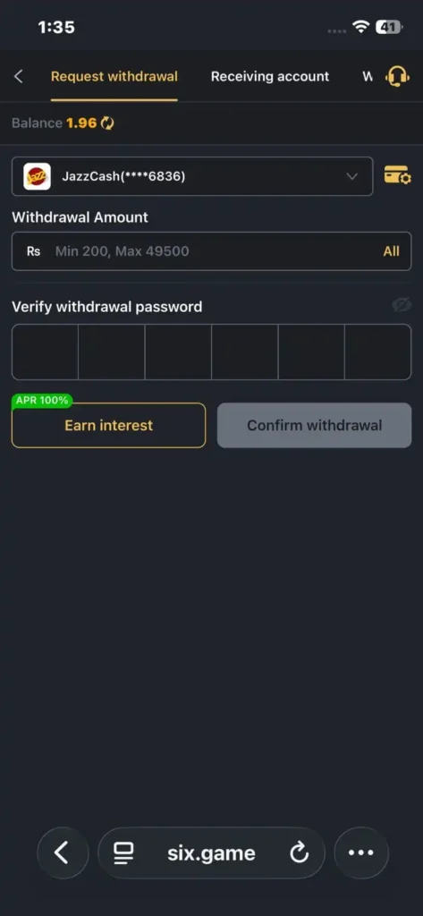 Six Game APK Download in Pakistan – withdraw – pokpoki.pk